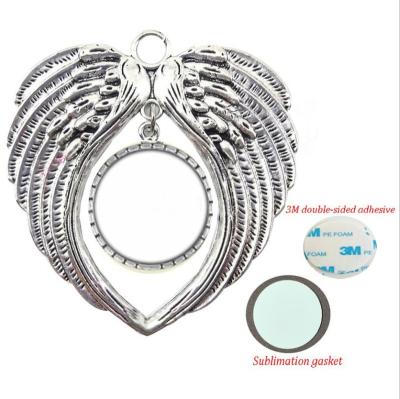 China Angel Wings Sublimation Christmas Ornament Round Shape Blank DIY Add You Own Picture And Background for sale