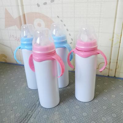 China Disposable Wholesale 8oz Sublimation Masks Tumbler Kids Feeding Milk Bottle Baby Bottle Vacuum Double Walled Tumbler for sale