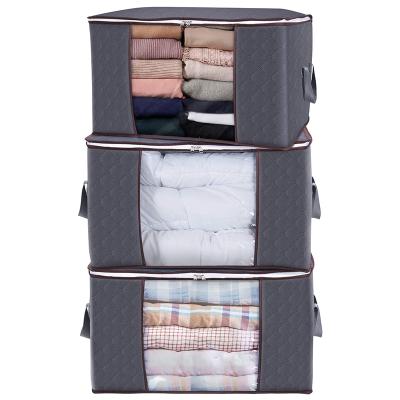 China Modern Promotional Gray Tidy Storage Bags 3 Pcs Custom Large Capacity Clothes Storage Bag for sale