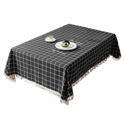 China Water Oil Proof Table Cover PVC Waterproof High End Washable Elegant Tablecloths For Dining With Tassels for sale