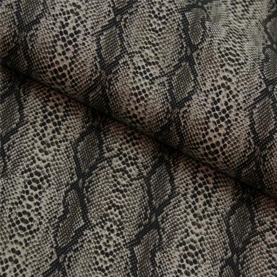 China Waterproof Hot Sale Fashion Snake Design Print Knitting Backing PU Leather For Jacket And Skirt for sale