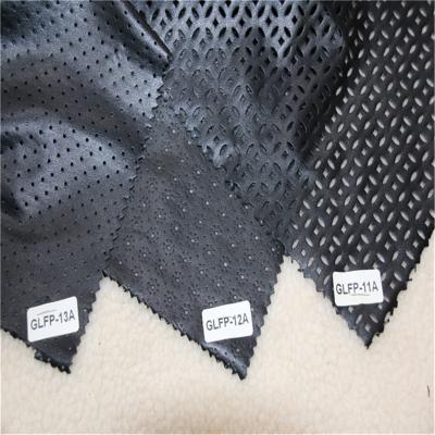 China Hot sale stretch knitting backing soft handfeeling punched PU leather for jacket and skirt for sale