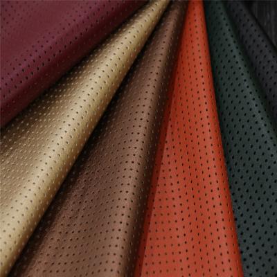 China Hot sale stretch knitting backing soft handfeeling punched PU leather for jacket and skirt for sale