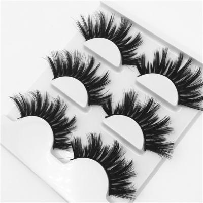 China Long Natural Wholesale 3 Pairs 25 27mm Thick Fluffy False Eyelashes False Eyelashes High Quality Mink Eyelashes for sale