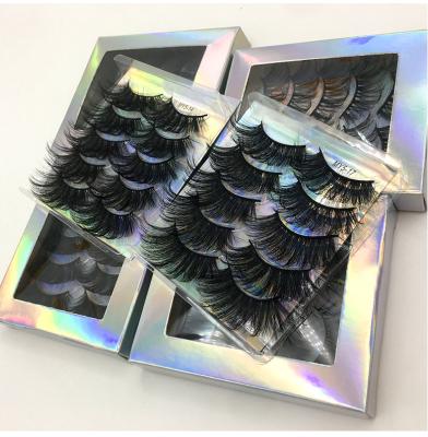 China 5in1 Bundle 3d 5d 6d 8d 25mm Crisscross False Mink Eyelashes False Mink Lashes With Rainbow Color Box for sale