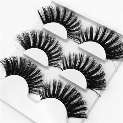 China Wholesale Custom Made Faux Mink Eyelash Private Label False Eyelashes Makeup Natural Long 3 Pairs for sale