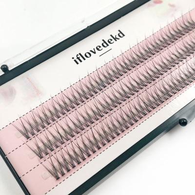 China Wholesale Sweet Swallowtail Grafting False Eyelashes Single Natural Black Fishtail Hair Eyelashes Long for sale