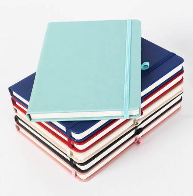 China Wholesale A5 hardcover book hard cover with PU office notebook printing logo elastic soft leather diary for sale