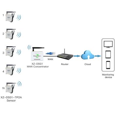 China Freezer Temperature Sensor Data Logger Refrigerator Wireless Temperature Monitoring System with Lora Gateway for sale