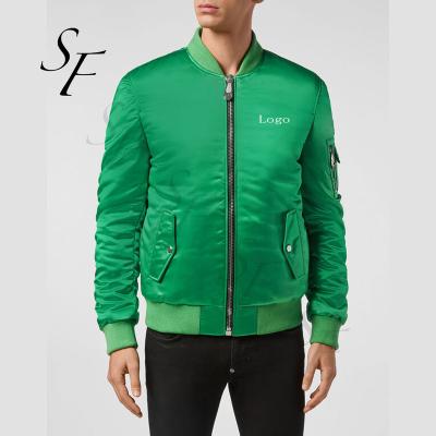 China New design fashion custom made waterproof outdoor styles satin bomber jacket embroidery college jacket high quality nylon bomber jacket for men for sale