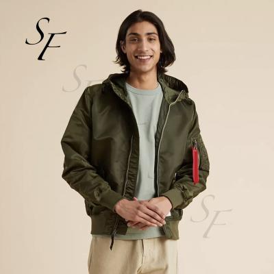 China Reversible OEM custom luxury casual vintage outdoor Army Green Polyester Hooded Gen II Classic Varsity Bomber Jacket men for sale