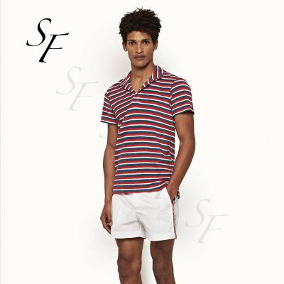 China Custom Made High Quality Golf Lapel Stripe Terry Terry Cloth Polo Shirt For MEN Casual Tailored Fit Sports for sale