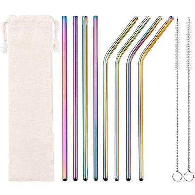 China Sustainable High Quality Metal Straw Stainless Steel Multi-Colored Metal Drinking Straws for Tumblers for sale