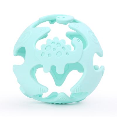 China New Product Colorful Sensory Soft Dinosaur Bpa Free Silicone Baby Teething Toys for sale