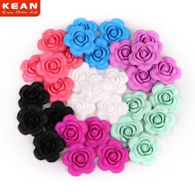 China Other Wholesale Colorful Rose Beads Flower Shape Beads Silicone Beads For Jewelry Making for sale