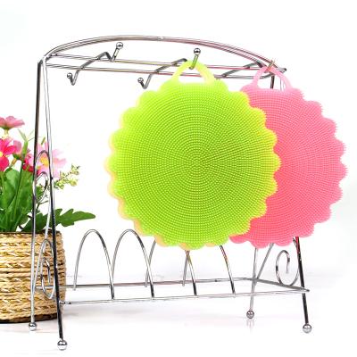 China Sustainable Silicone Cleaners Eco Sponge Kitchen Flower Silicone Dish Brush for sale