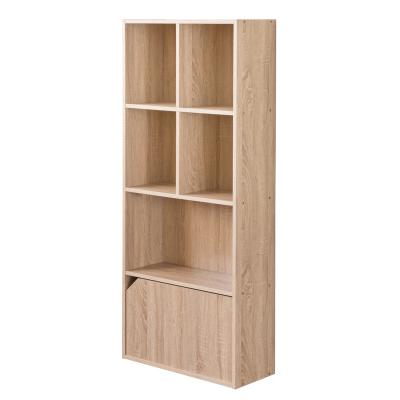 China Modern Natural 4 Tier Storage Bookcase With Door for sale