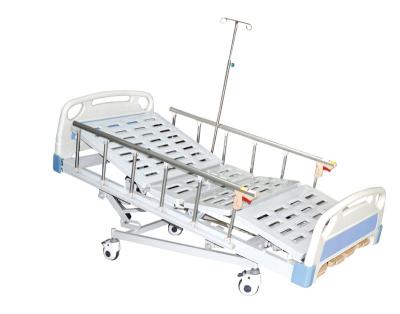 China Manual Easy Operate Furniture Wholesale Hospital Bed Stainless Steel Adjustable 3 Function Manual Medical Bed With Wheels à venda