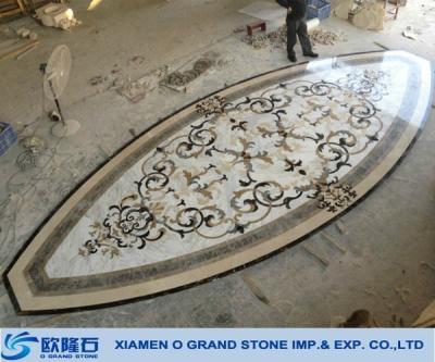 China Widely used in natural stone tiles floor medallion gardening waterjet marble designs for sale