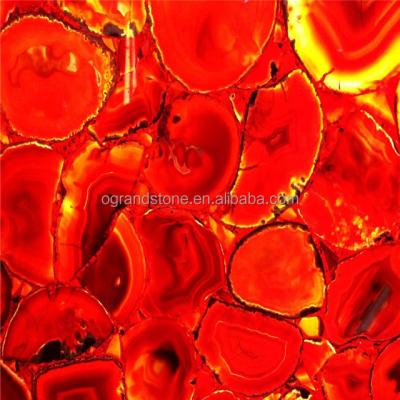 China Indoor Large Transparent Onyx Tile Red Backlit Agate Stone Slab for sale