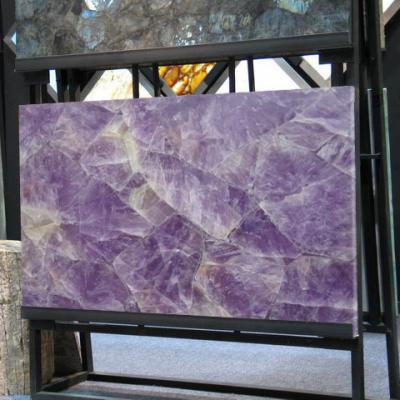 China Prefab Vanity Top Factory Back Lit Polished Natural Amethyst Slab for sale