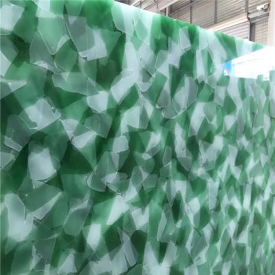 China Tile Jade Stone Onyx Green Green Glass Transparent Tempered Glass for sale