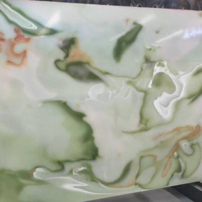 China Wall tile slab cut to class luxury green onyx onyx artificial stone slab for wall background panel for sale