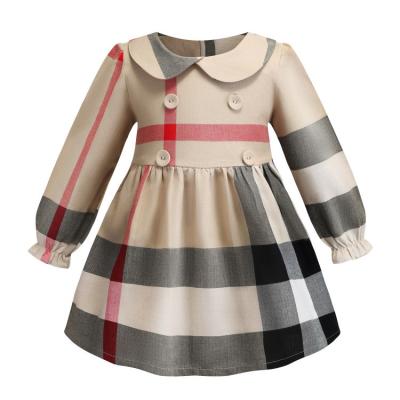 China Breathable made in china autumn children plaid dress long sleeve plaid dress england style boutique kids dress for sale