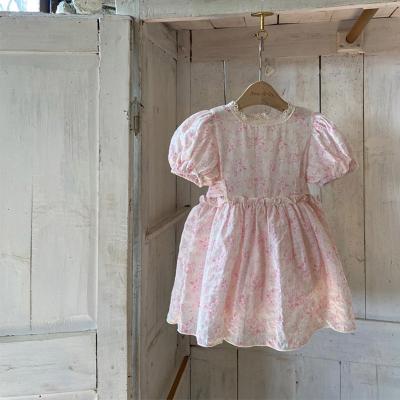 China 2022 Summer Girls Anti-Wrinkle Stain Lace Baby's Breath Sleeve Skirt Fashionable Floral Dress Children's Goods For Girls Dresses for sale