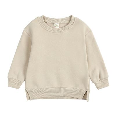 China Anti-pilling China Manufacturer Boys and Toddler Round Sweater Kids Girls Sweater Coat Neck Solid Color with Fur Korean Style Baby Top for sale