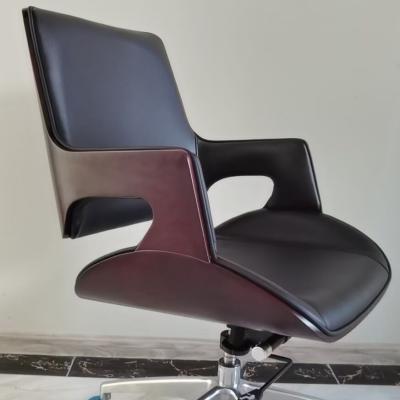 China (Size)Adjustable Fashionable Luxury PU Executive Office Wood Leather Chair For Commercial Furniture MOQ 1 pc for sale