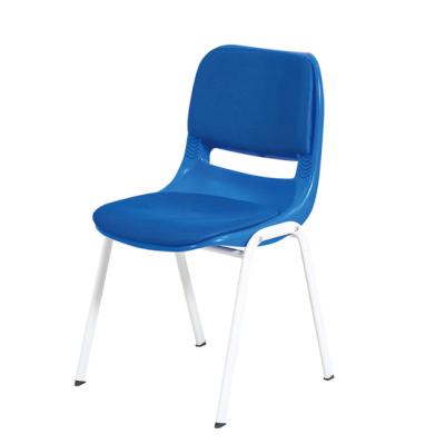 China Cheap Blue Upholstered Chair Commercial Plastic Office Interior Working Chair With Armless for sale