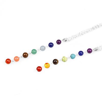 China China Natural Copper Crystal Seven Chakra Pendulum Necklace Sweater Chain Accessories for sale