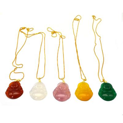 China Gold Plated Copper Sliver Fit Natural Jade Buddha Necklace Pendant Big Tall Necklace for sale