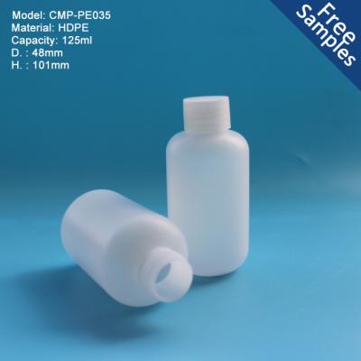 China BEAUTY PACKAGING 125ml Boston Round Semi Transparent HDPE Plastic Bottle With Screw Cap for sale