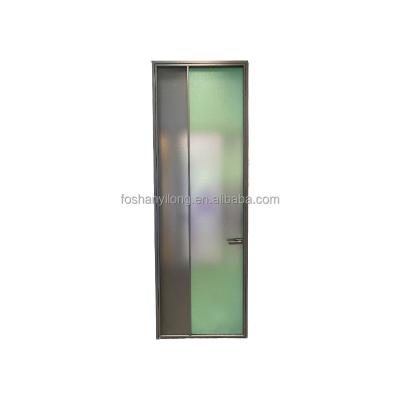 China Quality Guaranteed Waterproof Professional Made Bathroom Door Black Frame Opaque Glass Flush Door for sale