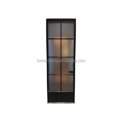 China Waterproof Genuine Low Price Fast Delivery Black Sidelined Flush Door Depolish Glass Swing Door for sale