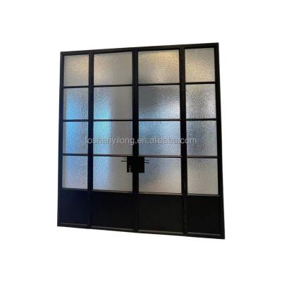 China Heat Insulation Design Luxury Black Double Swing Doors / Aluminum Entry Door for sale