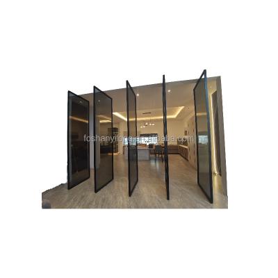 China Durable High Quality Black Aluminum Alloy 360 Degree Rotatable Door Partition Pivot Movable Glass Door for sale