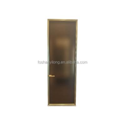 China Waterproof Minimalist Modern Slim Aluminum Single Door With Clear Sample Tempered Glass Door for sale