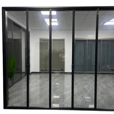 China Waterproof Exterior Black Accordion Bi Folding Doors With Double Glazing for sale