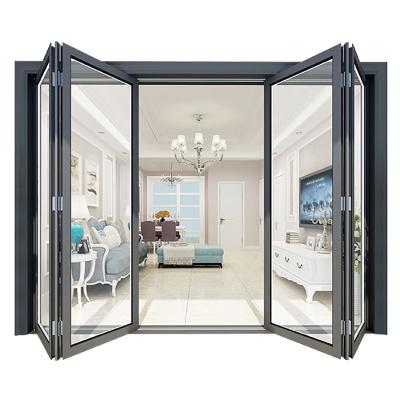 China YILONG Tempered Glass Patio Aluminum Folding Doors Waterproof Australian Standard Soundproof Bifold Doors for sale