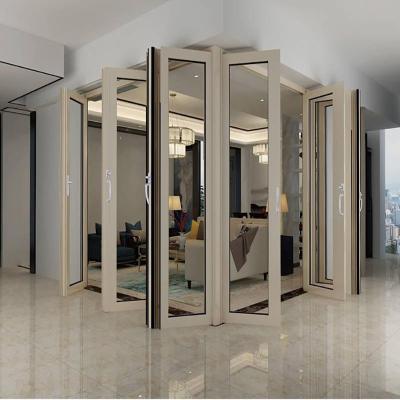 China YILONG Australia Popular Room Divider Waterproof Aluminum Accordion Door Interior Bi-Folding Glass Bifold Door for sale