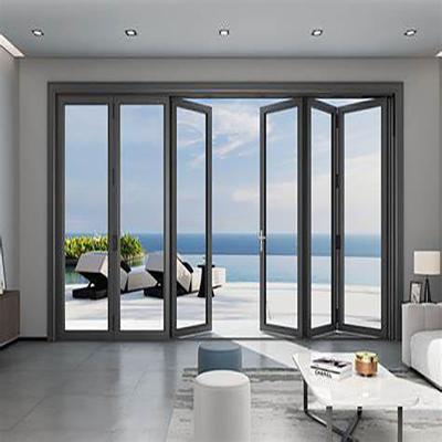 China YIlONG Waterproof American Standard Glass Door Aluminum Sliding Folding Bifold Door for sale