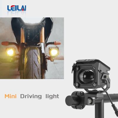 China Auto Led Headlight Yellow And White Dual Color LED Low Beam 12V Mini Driving Lights For Motorcycle Hi Flashing Light for sale