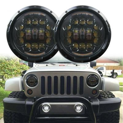 China Self Igniting High Low Beam Offroad 7 Inches Round Led Motorcycle Headlights With Angel Eye for sale