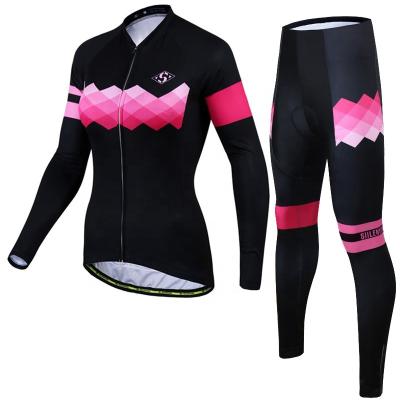 China Breathable Cycling Wear OEM Custom Sublimation Print Road Bike Bicycle Wear Cycling Long Sleeve Set Womens Suits Clothes Cycling Jersey Top for sale