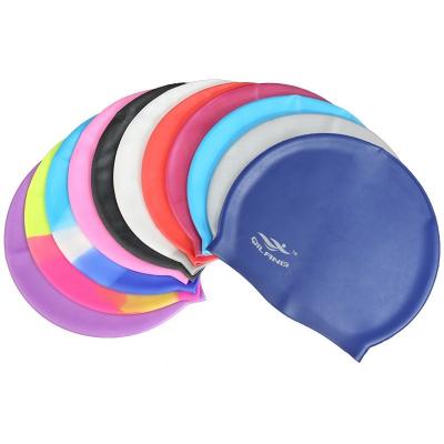 China 2019 summer100% Hot Selling Silicone RTS Rainbow Silicon Swim Waterproof Hat for sale