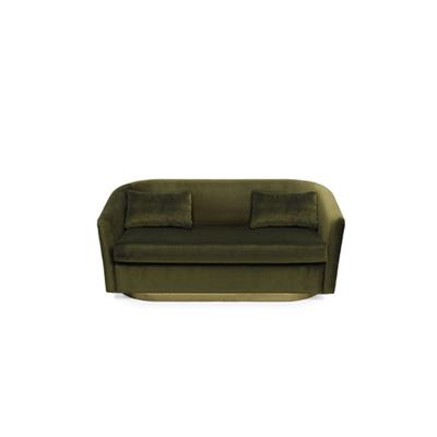 China Custom sofas modern and stylish interior living room sofa is composed of hammered brass and soft dark green velvet for sale