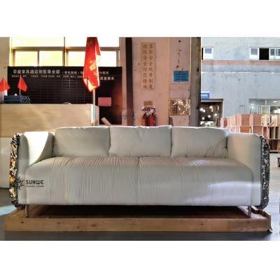 China 2021 Latest Design White Italian White Leather Sofas Luxury Furniture White Sofas Fabrics Luxury Sofa for sale